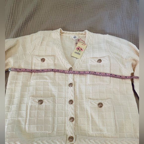 NWT Entro Structured Button Front Cardigan w/Gold Buttons. Classic! Size L - Picture 7 of 11